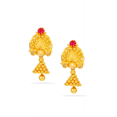 Sphere-Inspired 22K Gold Hanging Earring