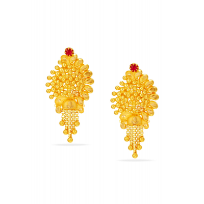 Sophisticated Solitaire 22K Gold Stud Earring