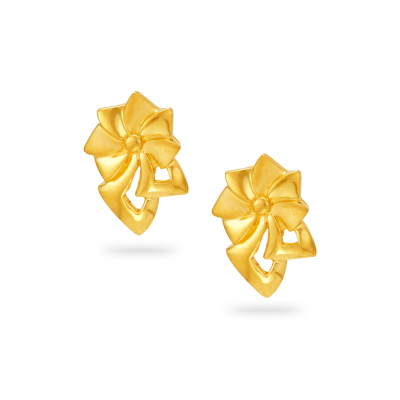 Nature's Blossom 22K Gold Floral Stud Earring