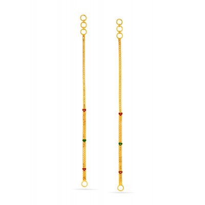 Dual Box 22K Gold Chain Earring