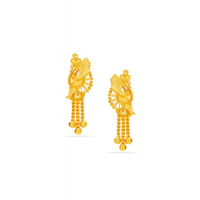 Regal Peacock 22K Gold Rope Earring