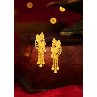 Regal Peacock 22K Gold Rope Earring