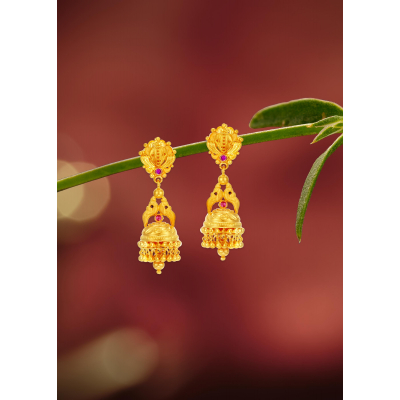 Whimsical Parrot 22K Gold Tower Jhumka Earring