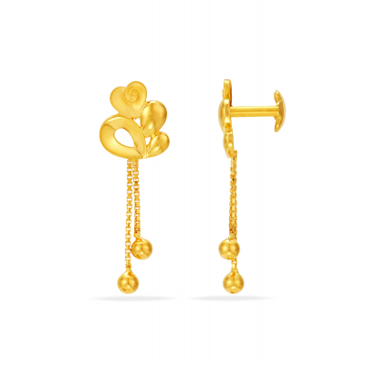 Creamy Heart 22K Gold Hanging Earring