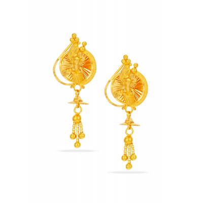 Glittering Fancy 22K Gold Hanging Earring