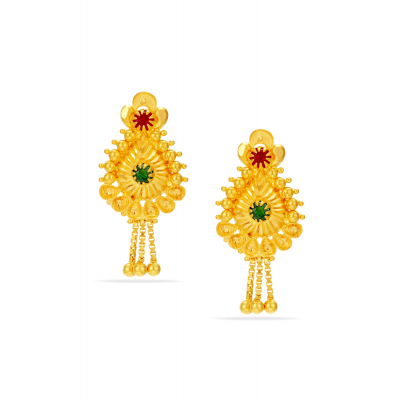 Gorgeous Stone 22K Gold Accent Stud Earring