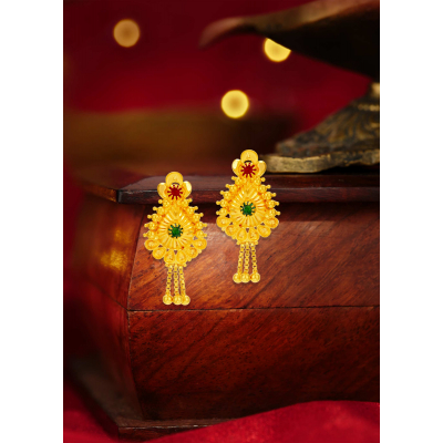 Gorgeous Stone 22K Gold Accent Stud Earring