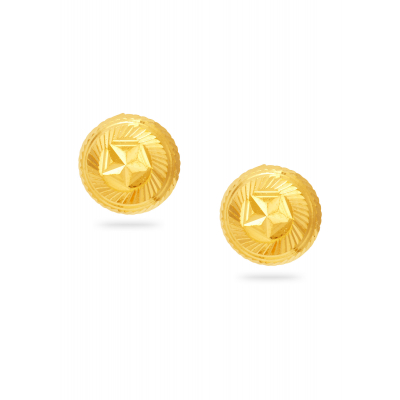 Button Bliss 22K Gold Grooved Stud Earring