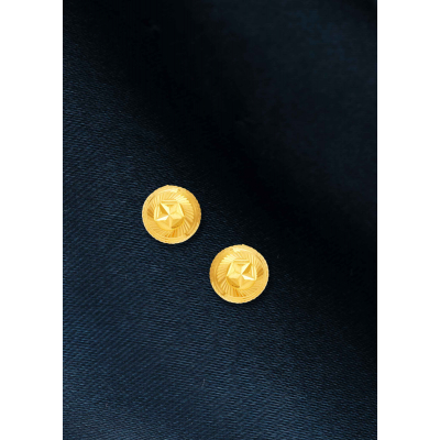 Button Bliss 22K Gold Grooved Stud Earring