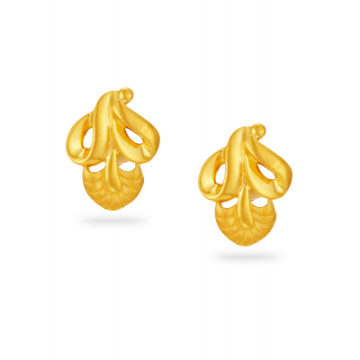 Floral Elegance 22K Gold Petite Stud Earring