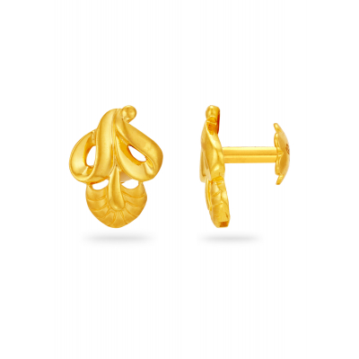 Floral Elegance 22K Gold Petite Stud Earring