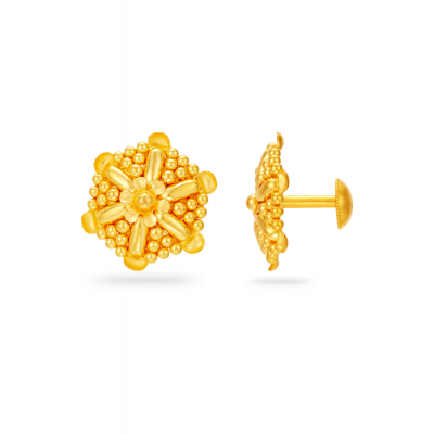 Radiant Triangle 22K Gold Star Stud Earring