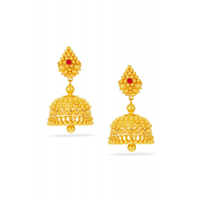 Lakshmi-Inspired 22K Gold Jhumka Earring