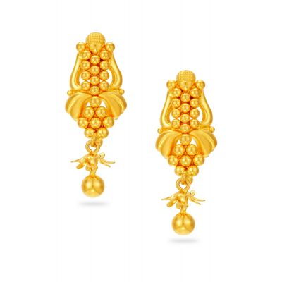Ball Cluster 22K Gold Cascade Hanging Earring
