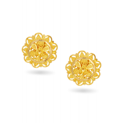 Classic Round 22K Gold Daily Stud Earring