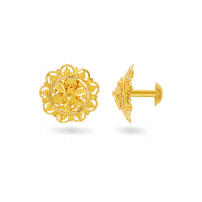 Classic Round 22K Gold Daily Stud Earring