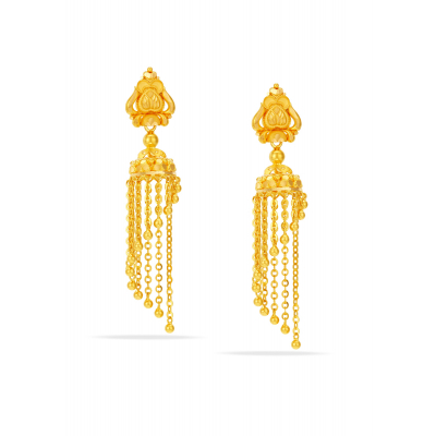 Fancy Tower-Shaped 22K Gold Jhumka Earring
