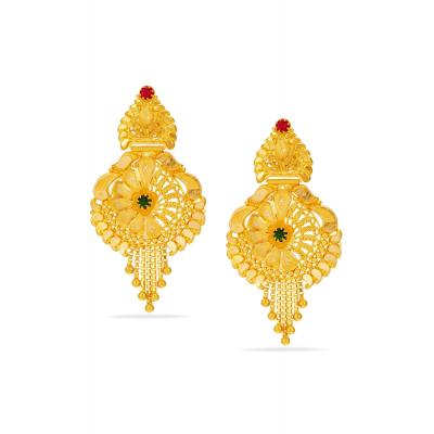 Radiant Stone 22K Gold Center Hanging Earring