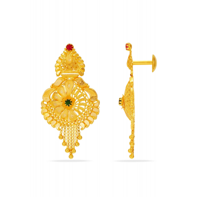 Radiant Stone 22K Gold Center Hanging Earring