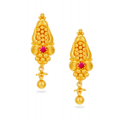 Cluster of 22K Gold Ball Hanging Earring