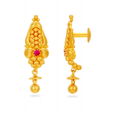 Cluster of 22K Gold Ball Hanging Earring