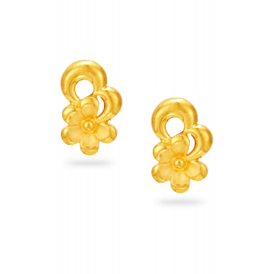 Delicate Petal 22K Gold Stud Earring