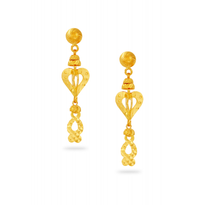 Floral Rajkot-Inspired 22K Gold Hanging Earring