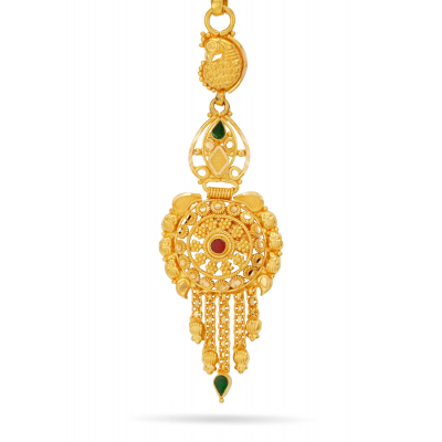 Graceful Peacock 22K Gold Maang Tikka
