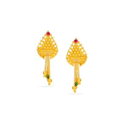 Tower Chain 22K Gold Hanging Earring