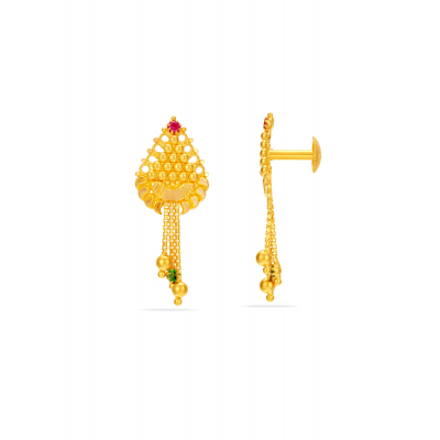 Tower Chain 22K Gold Hanging Earring