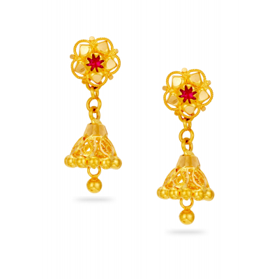 Star-Top Detachable 22K Gold Jhumka Earring