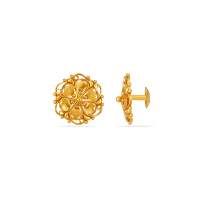 Earthy Glow 22K Gold Stud Earring