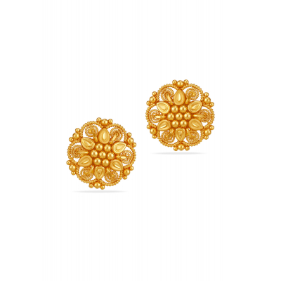 Filigree Ball 22K Gold Stud Earring