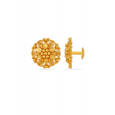 Filigree Ball 22K Gold Stud Earring