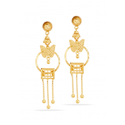 Butterfly Breeze 22K Gold Rajkot Hanging Earring