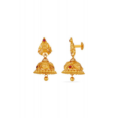 Divine Glow 22K Gold Lakshmi Jhumka Earring