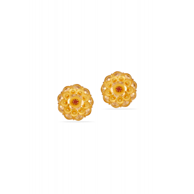 Matte Bloom Stone 22K Gold Stud Earring