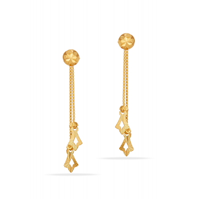 Twin Row Glow 22K Gold Hanging Earring