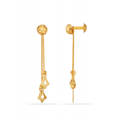 Twin Row Glow 22K Gold Hanging Earring