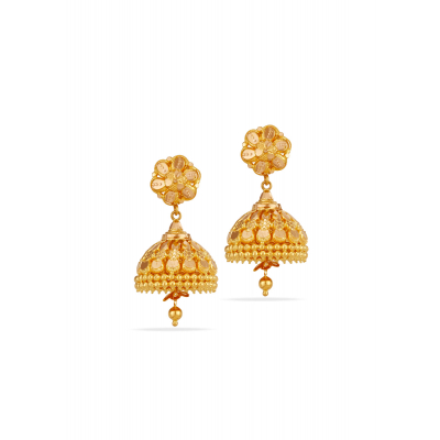 Shimmer Curve 22K Gold Villupuram Jhumka Earring