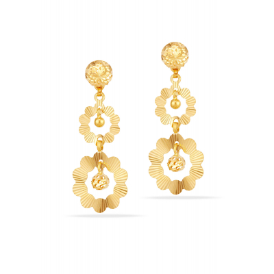 Floral Whispers 22K Gold Rajkot Hanging Earring