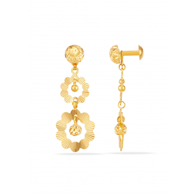 Floral Whispers 22K Gold Rajkot Hanging Earring