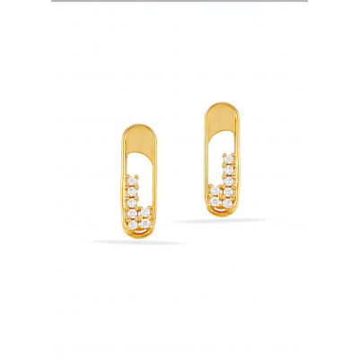 Sparkling Gleam 22K Gold Curve Stud Earring