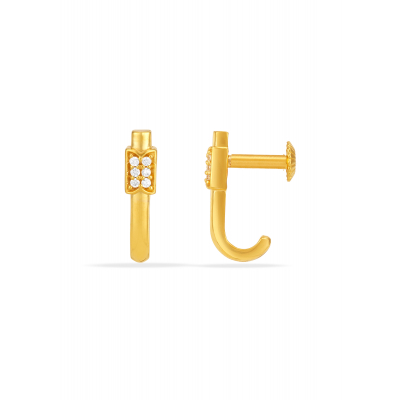 Aura Shine 22K Gold Arc Stud Earring