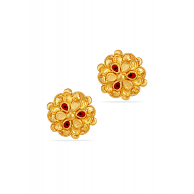 Enamel Bloom 22K Gold Stud Earring