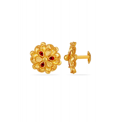 Enamel Bloom 22K Gold Stud Earring