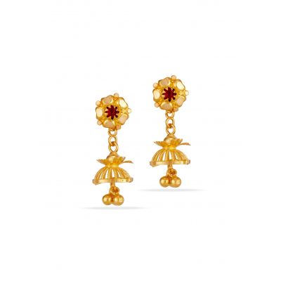 Stone Glow 22K Gold Baby Jhumka Earring