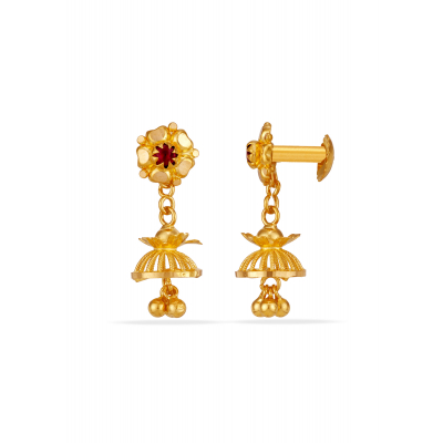 Stone Glow 22K Gold Baby Jhumka Earring