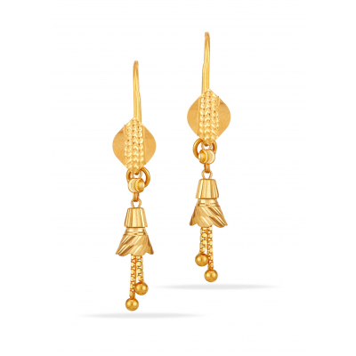 Lace Cut Rajkot 22K Gold Hanging Earring