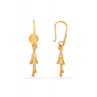 Lace Cut Rajkot 22K Gold Hanging Earring
